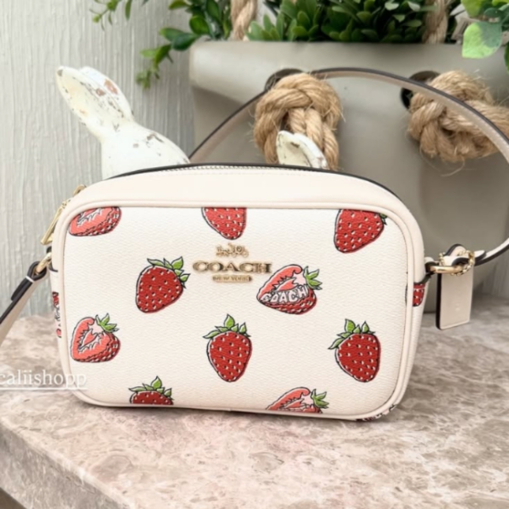 NWT Coach CBA80 Mini Jamie Camera Bag Crossbody with Strawberry Print